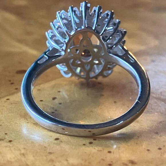 Natural Orange Garnet Chrome Diopside Sterling Silver Cocktail Ring Size 6 - Picture 7 of 8